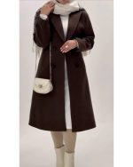 پالتو فوتر پشمی بلند زنانه 3 - تصویر 7