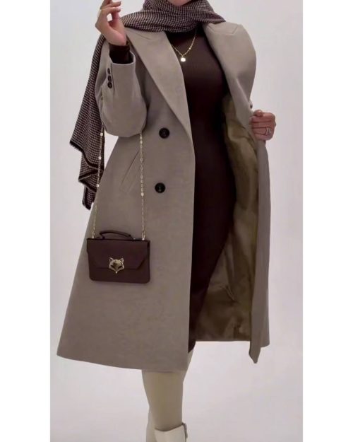 پالتو فوتر پشمی بلند زنانه 3