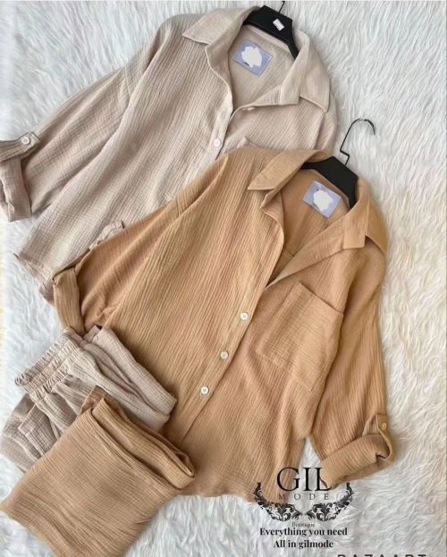 ست زنانه مانتو شلوار بامبو