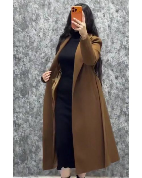  پالتو زنانه مدل کت بلند پشمی 5