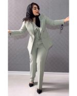 کت و شلوار زنانه 3 جنس شانتون سه تیکه - تصویر 4